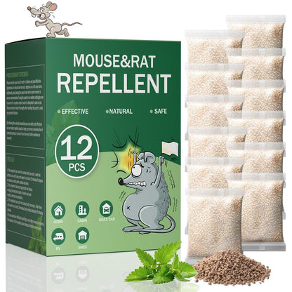 Mouse Repellent Pouches 12 Pack for House - Natural Peppermint Oil Rodent Control - Long-Lasting Plant-Powered Mice Deterrent for Kitchen, Storage, Car, RV, Basement & Shed, Safe for Family & Pets