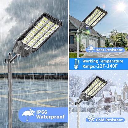 9000W Solar Street Lights Outdoor Waterproof, Commercial Grade 480000 Lumens Dusk to Dawn Solar Flood Light Motion Sensor, LED Solar Lights Outdoor with Remote Control for Parking Lot, Backyard