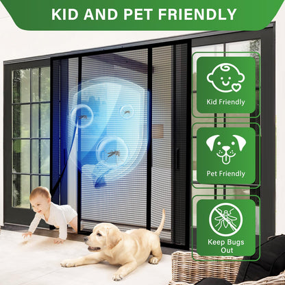 Digram Magnetic Screen Door Upgraded polyethylene Terephthalate Mesh,Double Door Screen Magnetic Closure for Sliding Door,Patio Door,Fit Door Size 80" X 96"