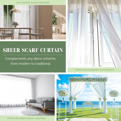 Elegant Comfort Lightweight Sheer Voile Window Scarf Valance - 216 Inch Long - 1 Panel Sheer Curtain for Living Room, Event Decor, Bedroom, (1 Piece) 55" X 216'' Long, Gray