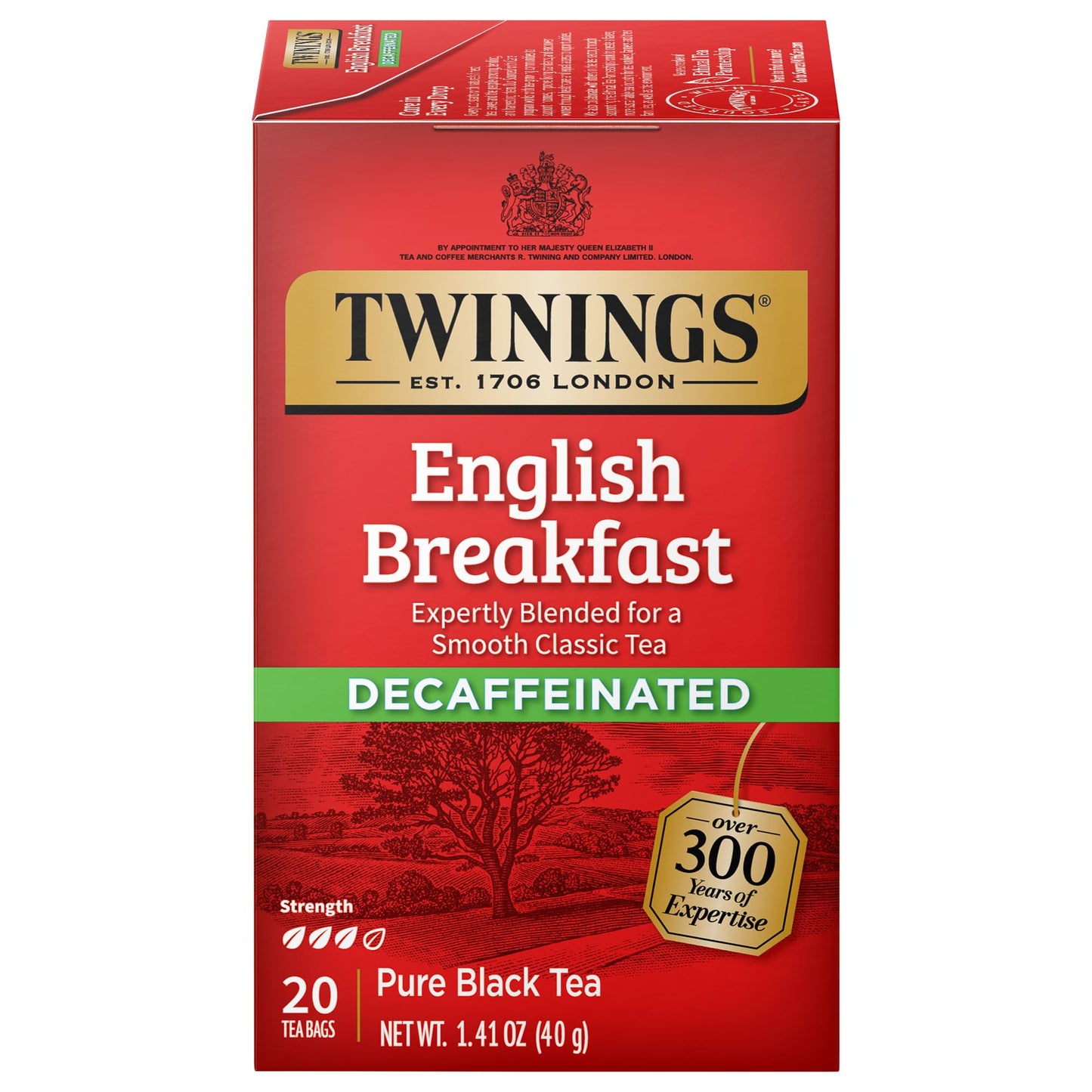 Twinings Decaffeinated English Breakfast Individually Wrapped Bags, 20 Count (Pack of 1), Flavourful & Robust, Enjoy Hot or Iced, 20 Teabags