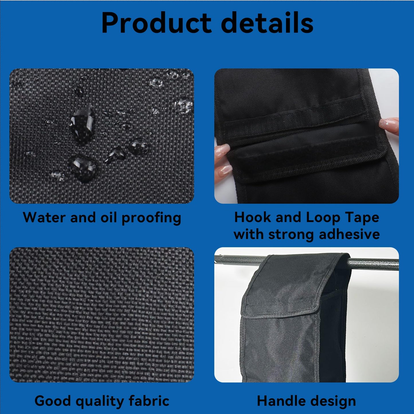Klmnop 2 Pcs Grill Utensil Storage Bag, 24 "Thick Canvas Grill Accessory Storage Bag with Handle and Waterproof Oxford BBQ Tool Bag for Camping Hiking Barbecue(Black)