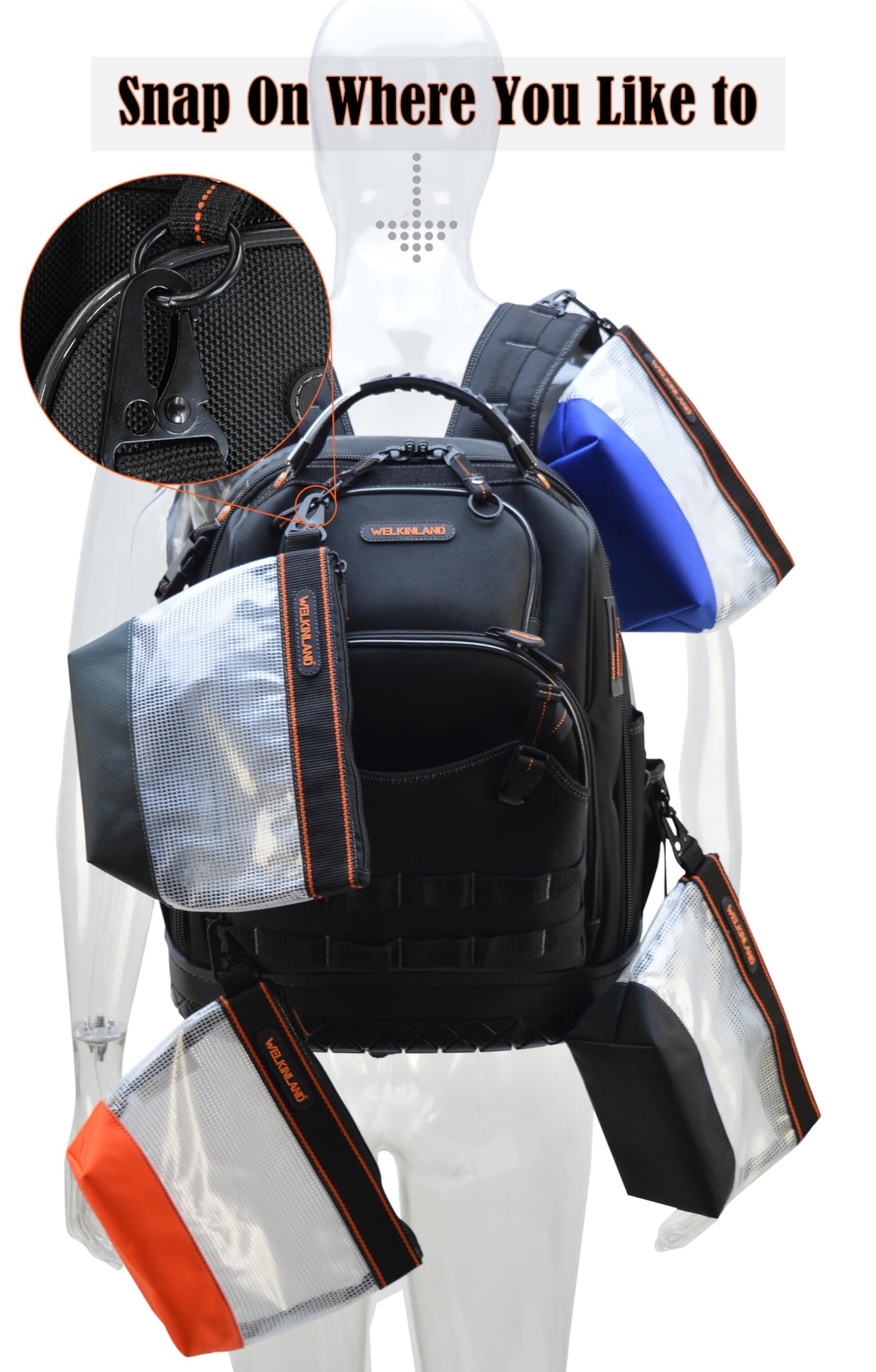 WELKINLAND 10-Inch Clear Tool Pouch Organizer - 4 Pcs Zipper Tool Bags