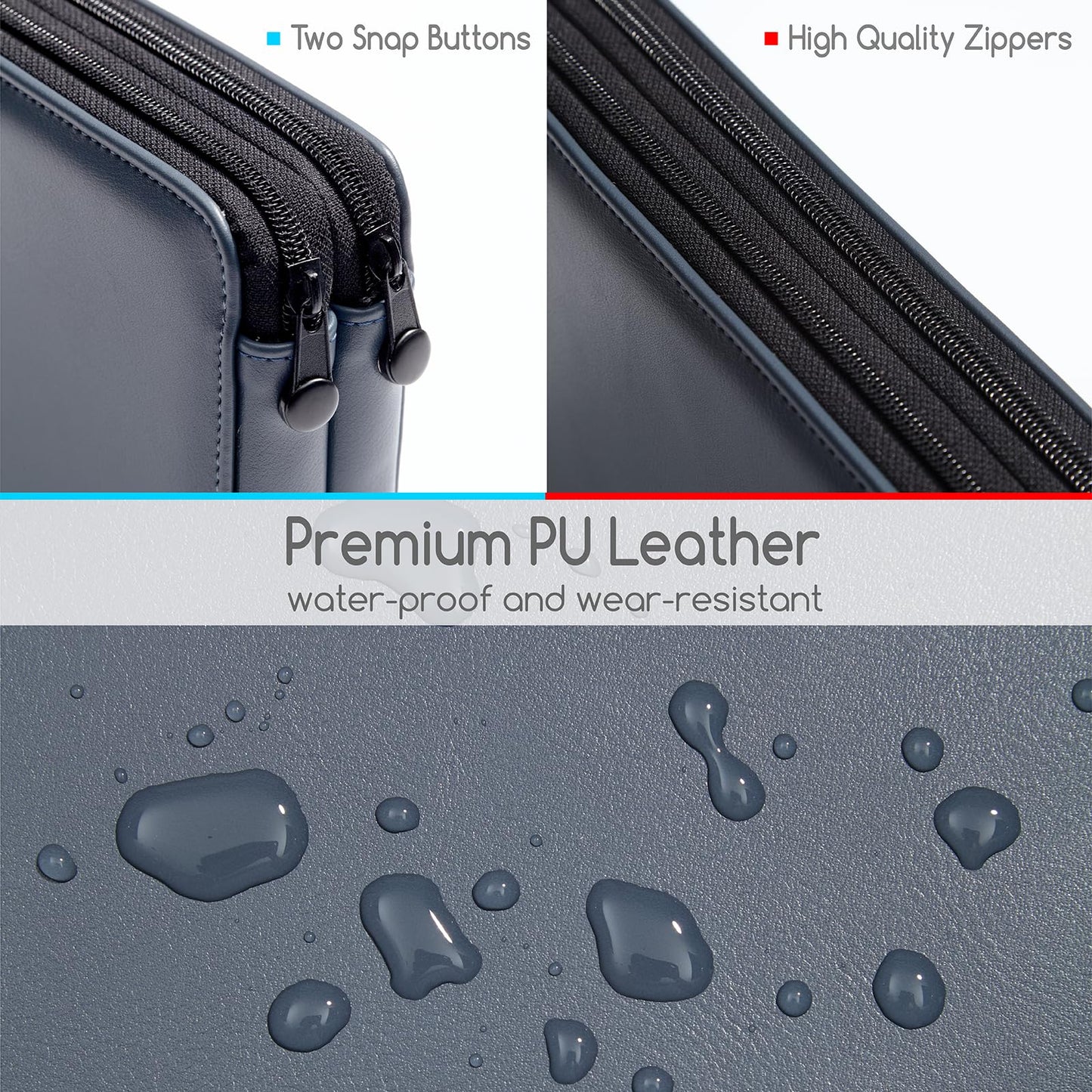 MEEDEN Pencil Marker Organizer Case: Premium PU Leather Zipper Pouch Lined with Silky Velvet - Large Capacity Pen Bag Supplies for Men & Artists – Slate Gray