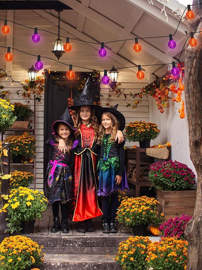 25FT G40 LED Outdoor Halloween String Lights, Orange and Purple Halloween Decoration Lights with 25 Globe LED Bulbs, UL Listed Hanging String Lights for Holiday Porch Garden Patio