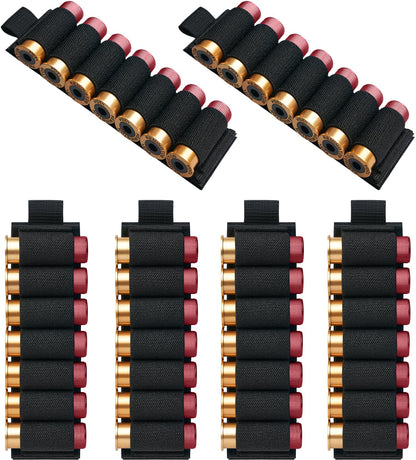 Dragonjie 6 Packs 7 Rounds Shell Card Holder Cartridge Pouches | 12/20 Ga Side Saddle Shell Carrier for Rifle Shotgun Cartridge | with Molle Utility Pouch Hook and Loop