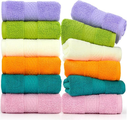 Cleanbear Ultra Soft Hand Towels 12 Pack 6 Colors 100% Cotton Hand Towel Set