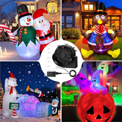 Replacement 1.5A Air Blower Fan for Inflatables, 8 Bright LED Light with Waterproof 2.0A Adapter, 12V Motor for Blow Up Yard Christmas Thanksgiving Outdoor Holiday Decorations