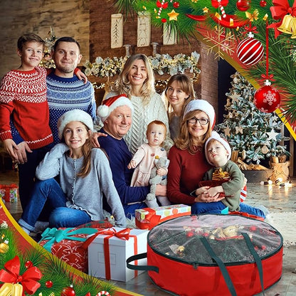 Shappy 4 Pcs Christmas Wreath Storage Bag Clear Wreath Box Wreath Storage Containers with Clear Window and Handle Christmas Garland Storage Containers for Xmas Holiday Seasonal Storage (36 Inch)