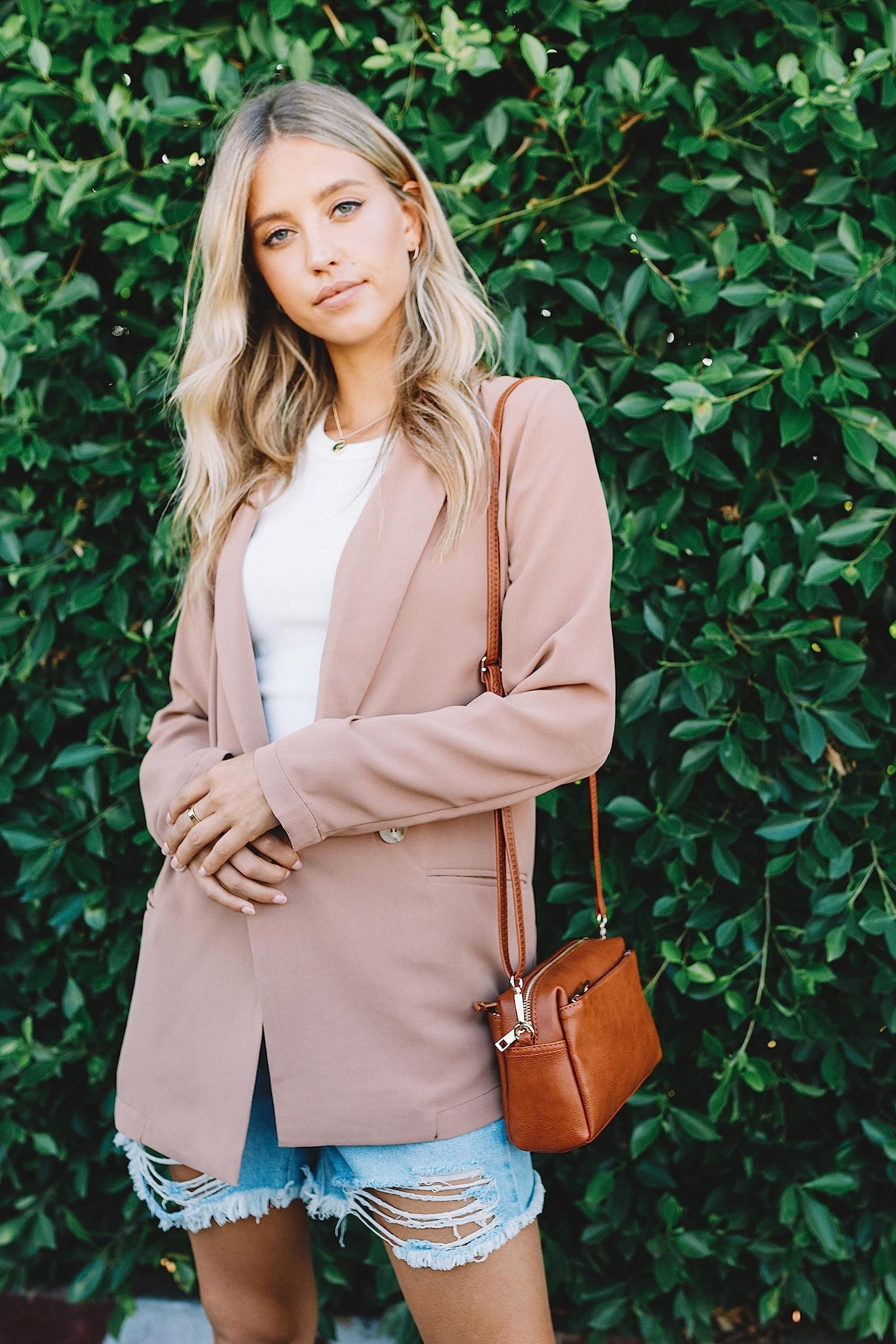 FashionPuzzle Triple Zip Small Crossbody Bag (Mocha)
