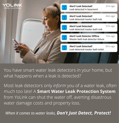 YoLink Water Leak Detection Starter Kit, w/SpeakerHub Audio/Talking Hub & Water Leak Sensors, LoRa Up to 1/4 Mile Open-Air Range, SMS/Text, Email & Push Notifications, w/Alexa, IFTTT, Home Assistant