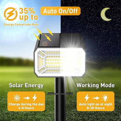 Solar Spot Lights Outdoor Waterproof IP65, [12 Pack/100 LED/4 Modes] 2-in-1 Solar Landscape Spotlights, Auto On/Off Solar Powered Flood Lights for Outside Yard Garden Pathway(Cool White)