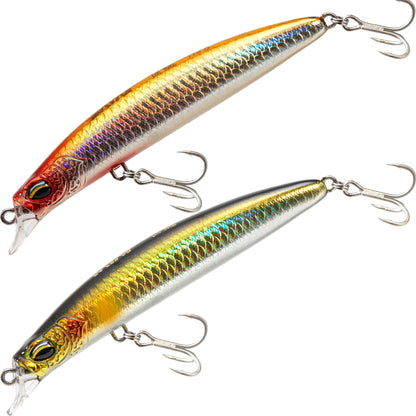 MYSOAS Jerkbait Fishing Lure Minnow 119S, Slow Sinking Saltwater Surf Fishing Lures with Tungsten Weight, Long Cast System, Through-Wire Construction, BKK 4X Hooks, for Halibut Striped Bass Surf Perch