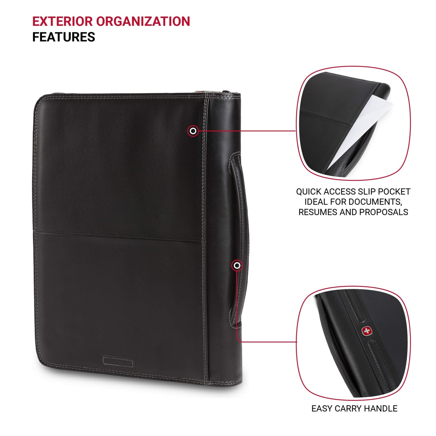 Wenger Concept Zippered Padfolio, Padded Document Organizer, Black