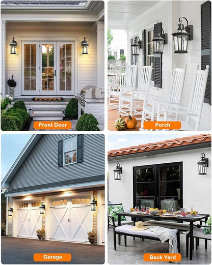 VIANIS Motion Sensor Outdoor Wall Lights, Dusk to Dawn Exterior Light Fixture Wall Mount for House Front Porch Light, Black Anti-Rust Aluminium Modern Outdoor Wall Sconce Lantern for Garage 2 Pack