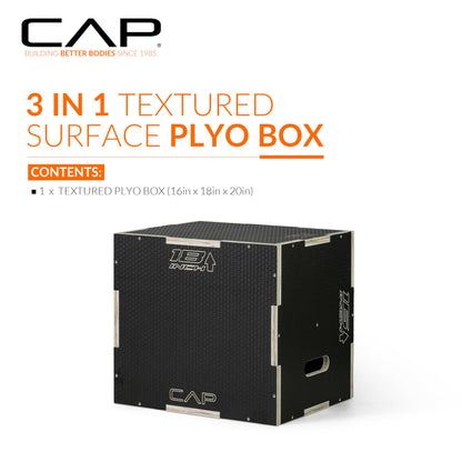 CAP Barbell 3-in-1 Rubber Textured Plyometric Box 20in x 18in x 16in