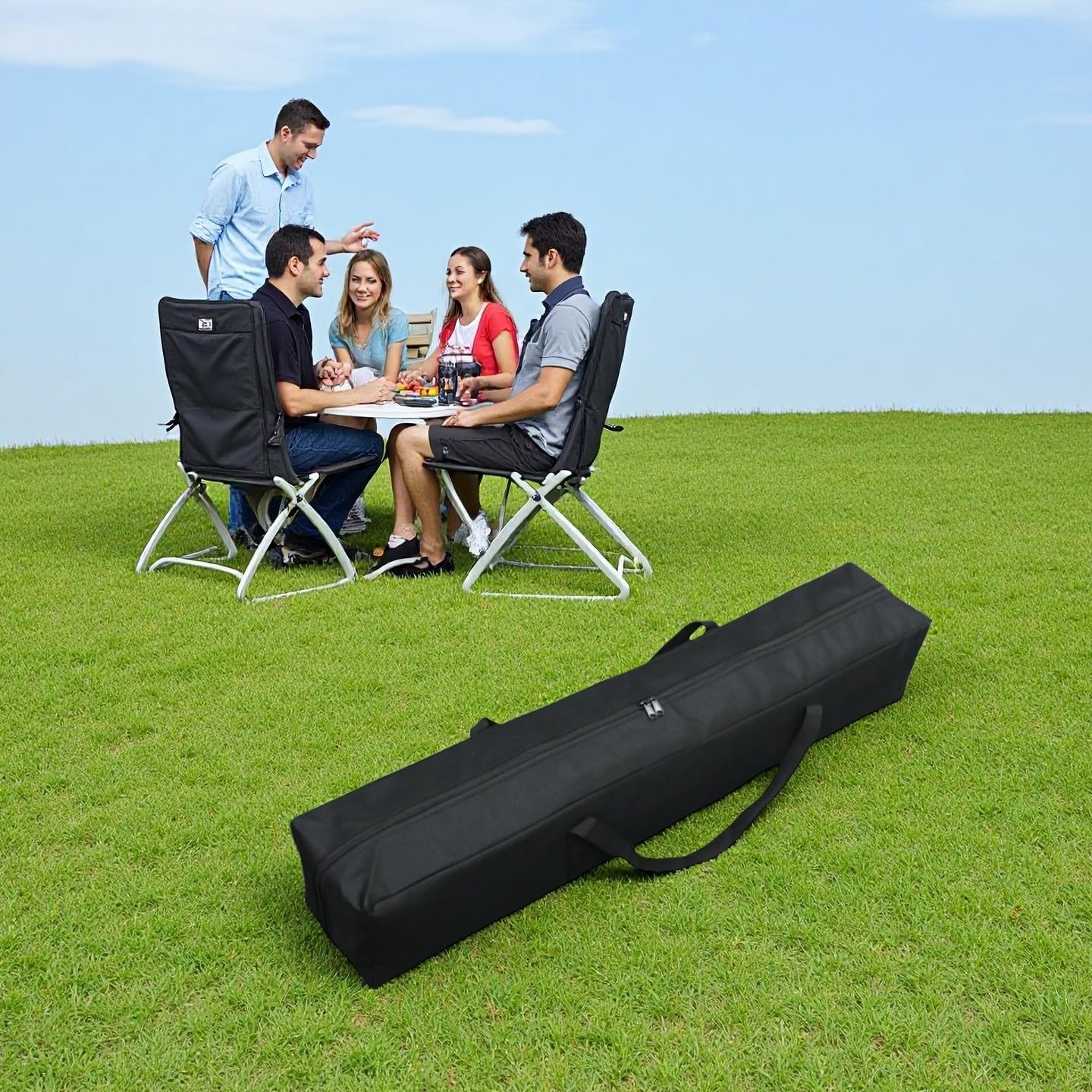 YLTQQT Heavy Duty Water-Resistant Grill & Tent Storage Bag - XL Organizer for BBQ Utensils, Canopy, Hammock, Roof Top Tent & Fishing Rods with MOLLE Straps (25''(L) x5.9''(W) x5.9''(H))