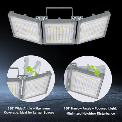 STASUN 480W LED Flood Light, Mini Series Exterior Floodlight, 48000LM 6000K Daylight White, IP66 Waterproof, 3 Adjustable Panels, Outdoor LED Security Lighting for Backyard, Driveway, Parking Lot