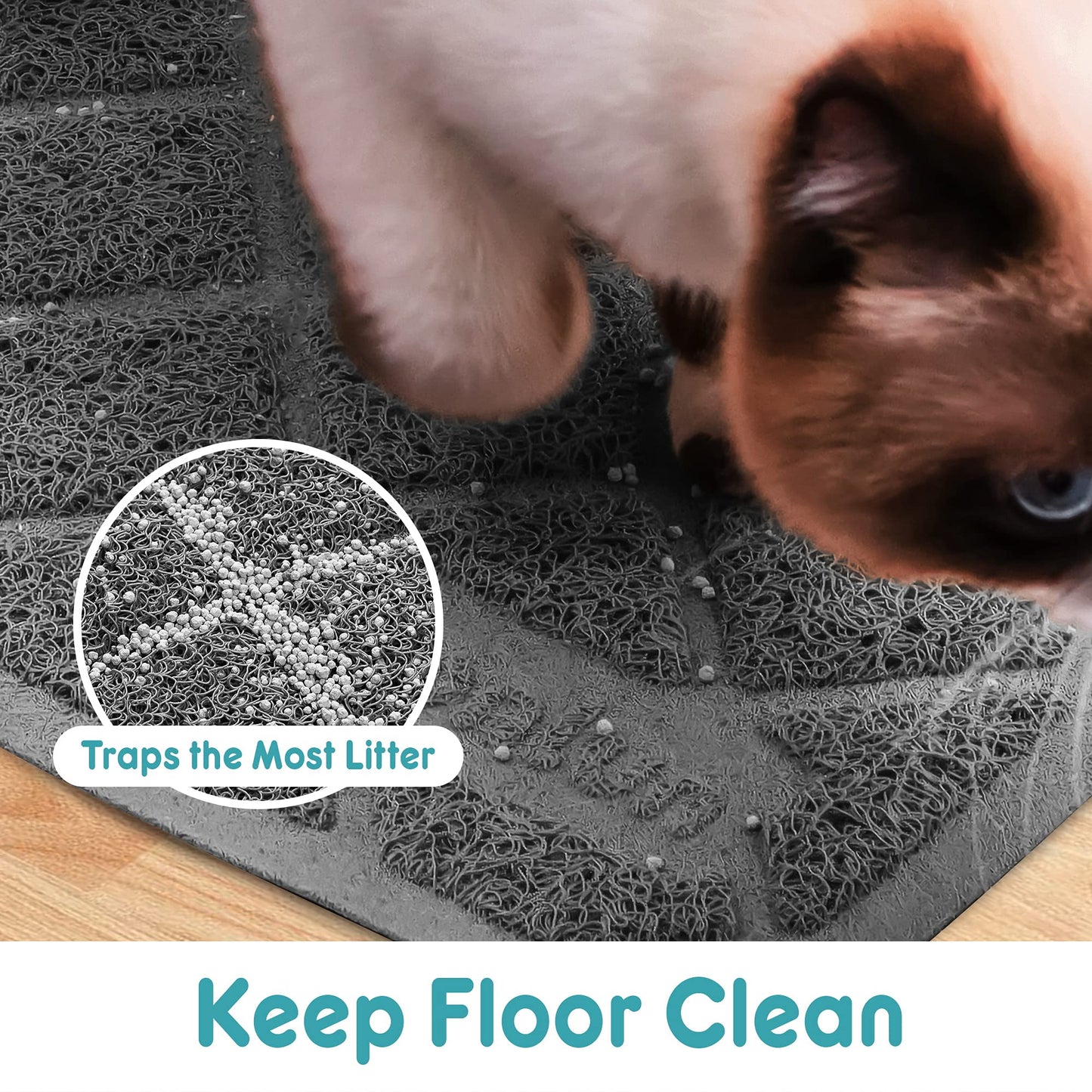 Conlun Cat Litter Mat Litter Trapping Mat, 24" x 17" Premium Durable PVC Grid Mesh with Scatter Control, Non-slip, Less Waste Cat Litter Box Mat, Soft on Kitty’s Paws, Urine Waterproof