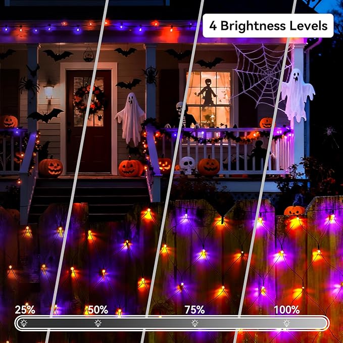 Obrecis Christmas Net Lights Outdoor, 240 LED 35 Color Changing Mesh Lights, 14.8 ft x 5 ft Waterproof Connectable Multicolored Halloween String Lights for Bushes Xmas Tree Garden Party Home Decor