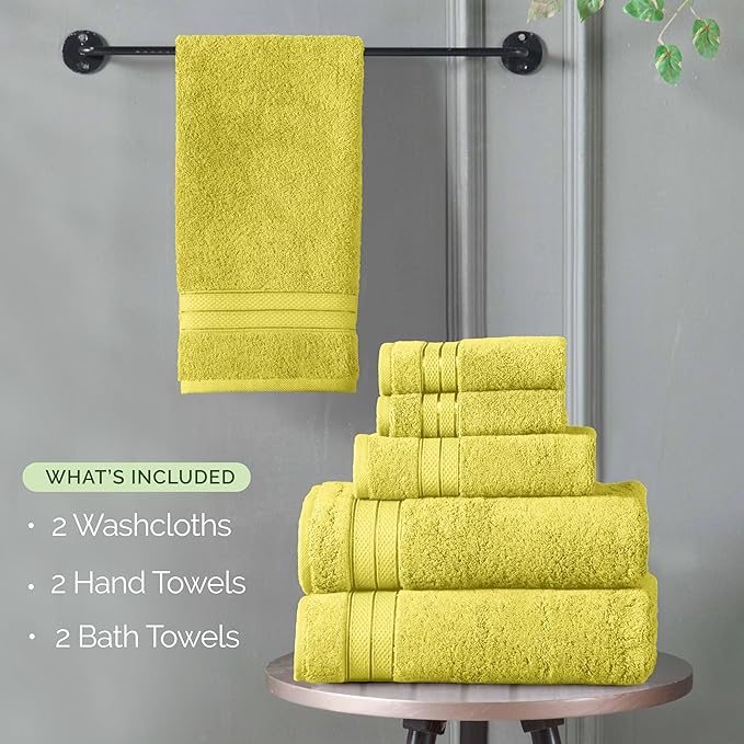 Elegant Comfort Luxury 6-Piece Towel Set, Premium Soft 100% Turkish Cotton