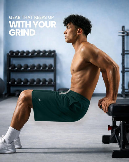NY Threads Men's Athletic Shorts Quick Dry Loose-Fit Lightweight Running Workout Gym Shorts with Pockets, X-Large, Dark Green