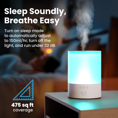Everlasting Comfort 2.5L Top Fill Humidifiers for Bedroom, 2.5L - Quiet Easy to Fill & Clean, 24HR Runtime, Night Lights, Timer, Ultrasonic Cool Mist Humidifier, Auto Shut-Off, Essential Oil Diffuser