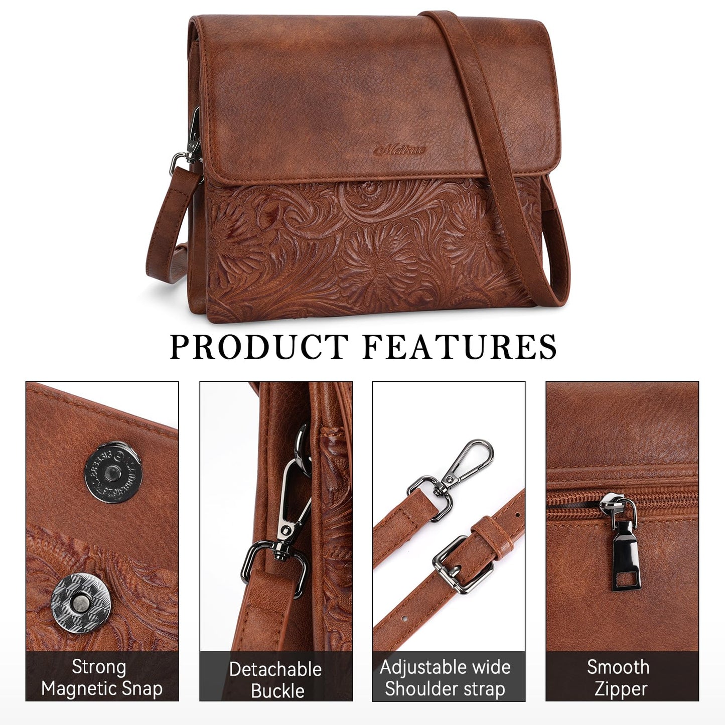 MEITRUE Small Crossbody Bags for Women, Vegan Leather Cell Phone Purse with Adjustable Strap