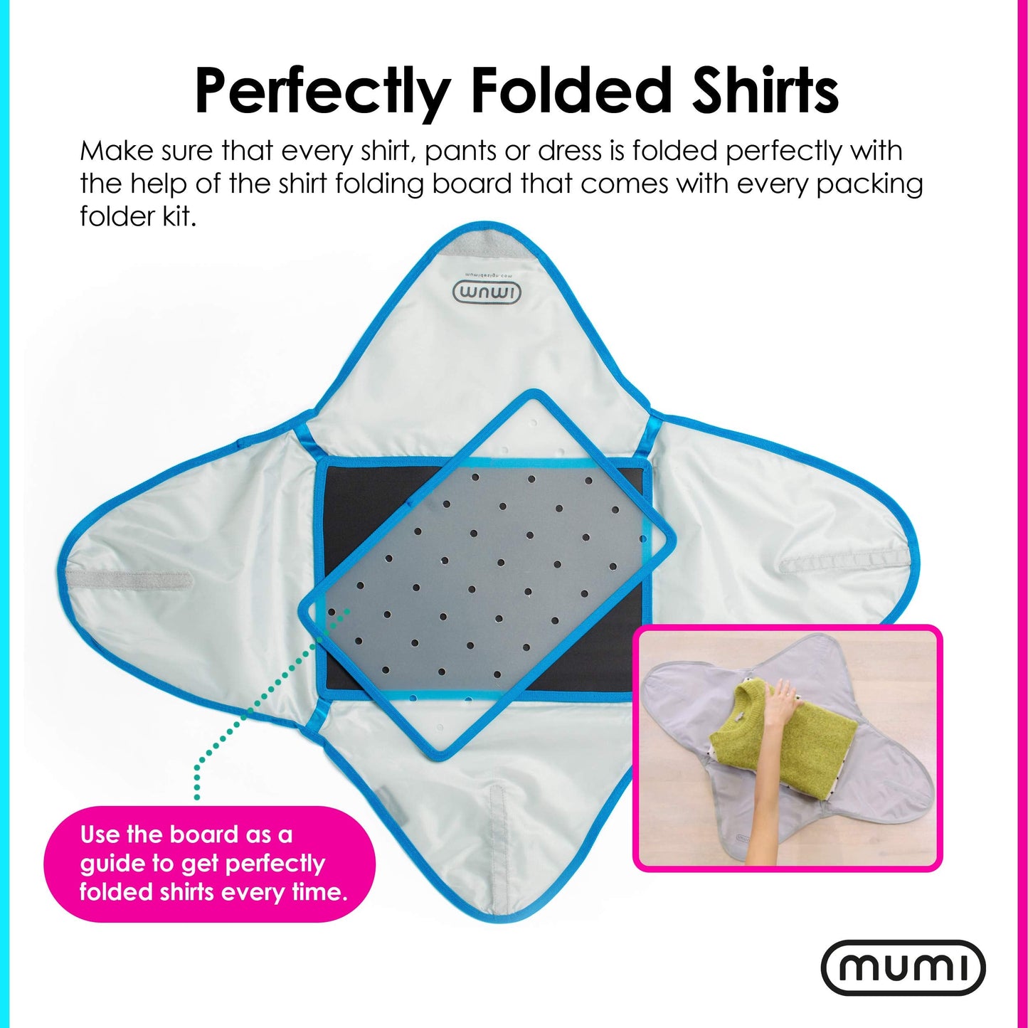 MUMI Travel Garment Bag Folder – 14.5" x 10.5" Foldable Clothes Organizer for Luggage | Anti-Wrinkle Suit & Shirt Case for Men & Women | Carry-On Garment Bag for Travel, Flights & Packing (Blue)