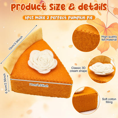 Hahafelt Fall Thanksgiving Felt Pumpkin Pie Decorations Faux Pumpkin Pie Slice Fall Tabletop Decor Mantel Table Centerpieces for Home Autumn Table Display House Harvest Play Holiday Festive Gift