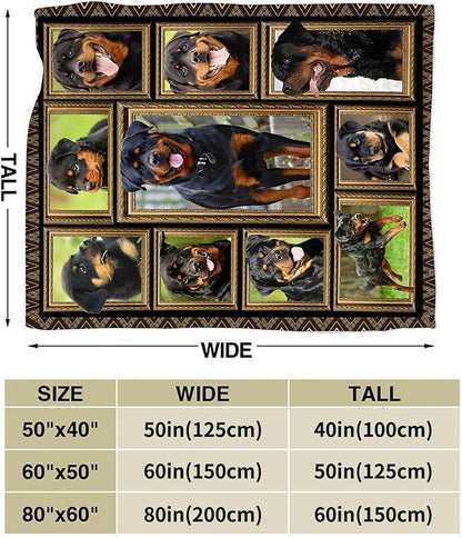 Rottweiler Blanket Decor Gifts for Dog Lover, Flannel Fleece Fuzzy Rottweiler Throw Blankets, Soft Warm Cozy Plush Animal Blanket for Bed Couch Living Room Stuff Decoration for Kids Adult 50"x40"