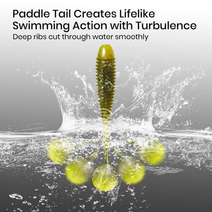 Pristis 35 pcs Paddle Tail Swimbaits, 3 inchs Fishing Soft Lures for Bass Crappie Walleye Trout, Durable Plastic Sinking Bait Swimmer Kit for Saltwater Freshwater Texas Carolina Fitness Rig, Bluegill