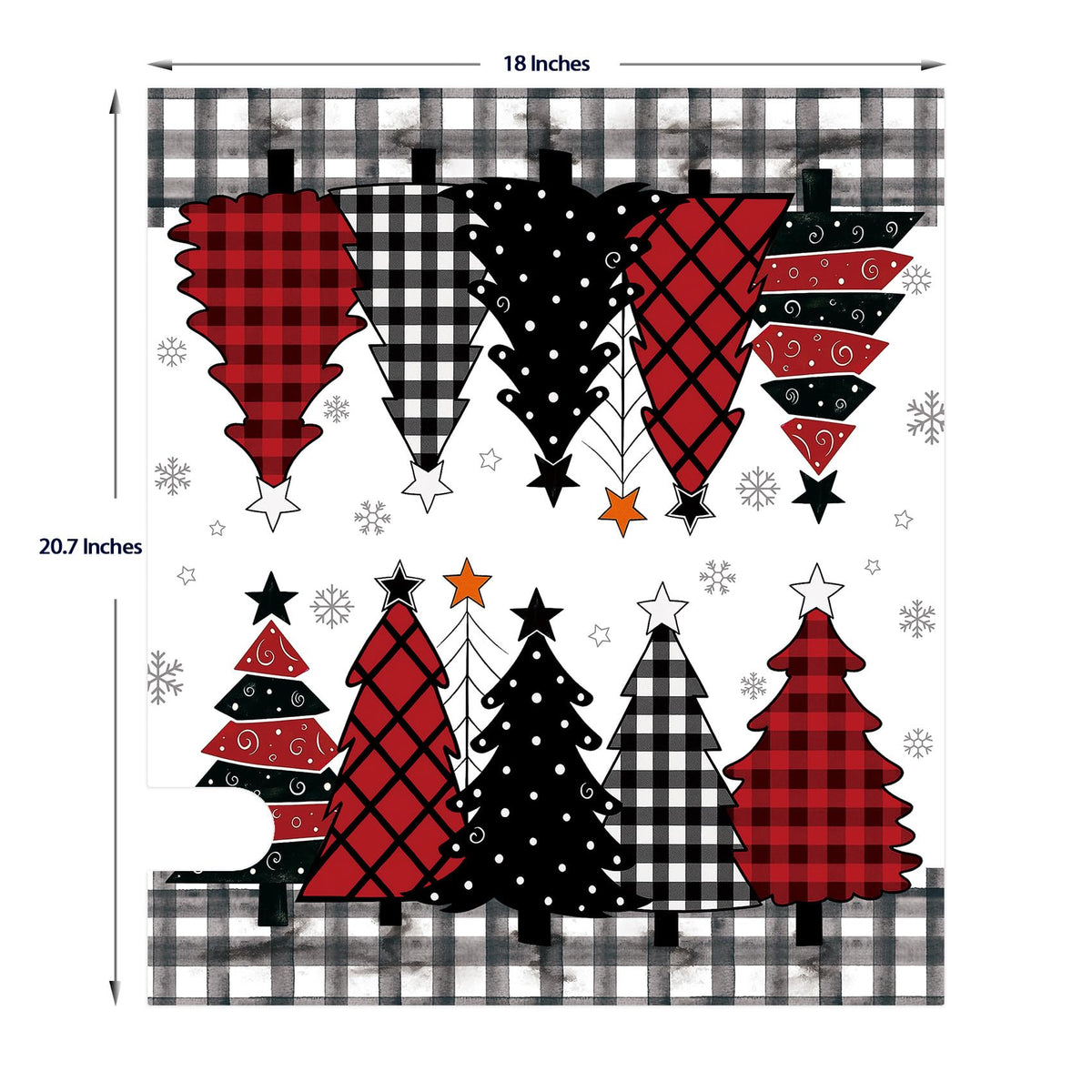 Texupday Buffalo Plaid Christmas Tree Mailbox Cover with Magnetic Strip Winter Holiday Snowflakes Mailbox Wraps Post Letter Box Cover Standard Size 21" X 18" for Garden Outdoor Yard Decor