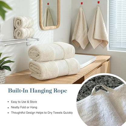 Simple&Opulence 4 Pcs Premium Hand Towels 16"x28", 600 GSM 100% Ring Spun Cotton