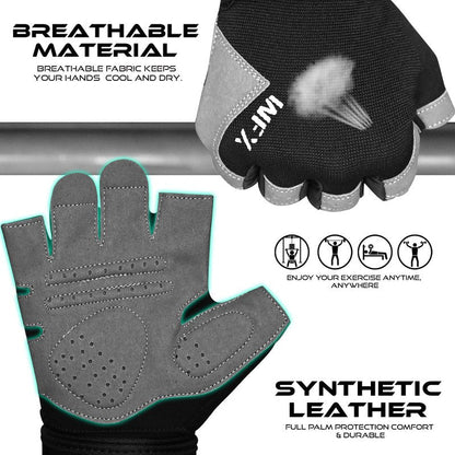 WESTWOOD FOX Gym Gloves Fitness Training Anti Slip Shock-Absorbing Weight Lifting Gloves Padded Grip Breathable Fingerless Workout Support for Men Women Cycling Exercise (Long Wristband, M)