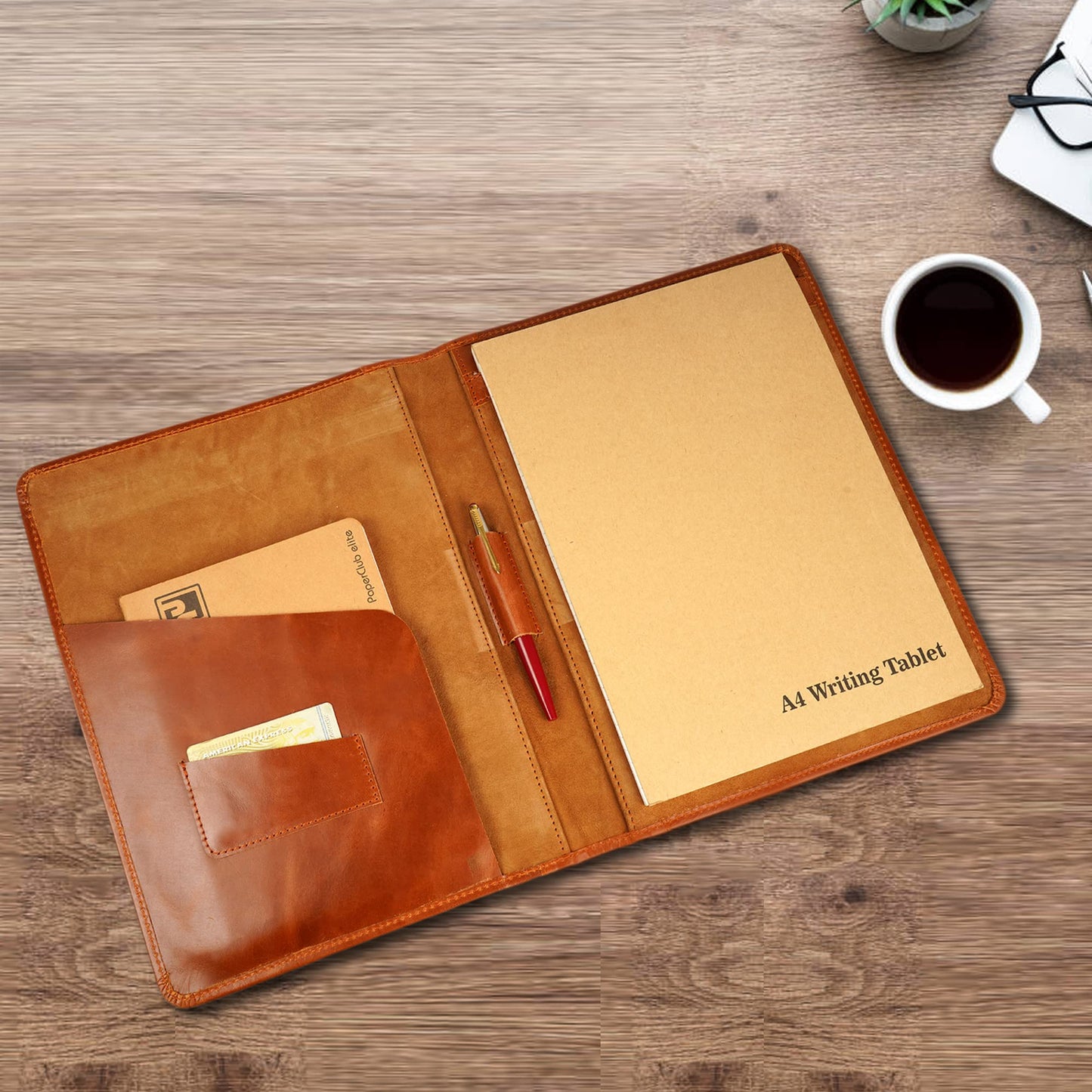 CestAntiQ, Heavy Duty Buffalo Leather Legal Pad Portfolio | Handmade Executive Notebook Binder Portfolio | Professional Padfolio Organizer | Business Gift for Men and Women : Brown