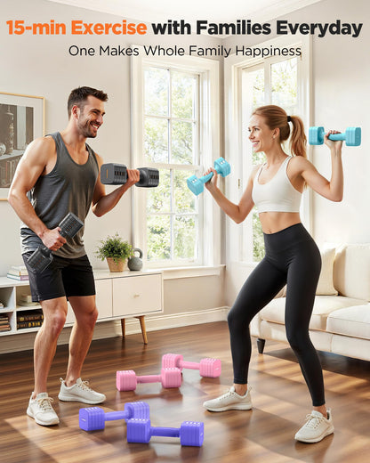 FEIERDUN 5-in-1 Adjustable Dumbbell Set of 2, 12LBS/20LBS Hand Weights for Women, 1s-Adjust Dual-Stable Dumbbell Set for Women Home Gym & Outdoor