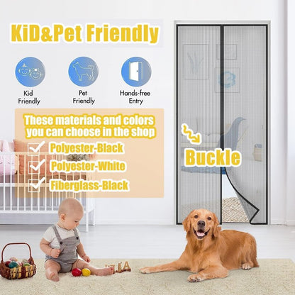 Magnetic Screen Door - Fit 38x82inch, Size 40x84inch, Keeps Bugs & Mosquito Out - Magnet for Interior/Outdoor Doors, Black