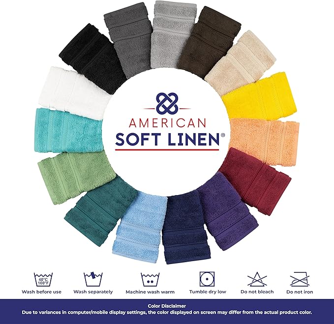 American Soft Linen Luxury 4 Piece Bath Towels, 600 GSM 100% Cotton Turkish