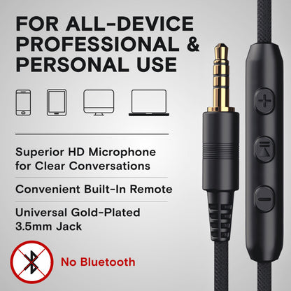 ARTIX CL750 Wired Headphones with Mic & Volume Control — Noise Isolating On-Ear Headphones for Computer and Laptop Wired, Plug in Corded Headphone Over Ear with Wire (Foldable, Aux Jack 3.5mm)