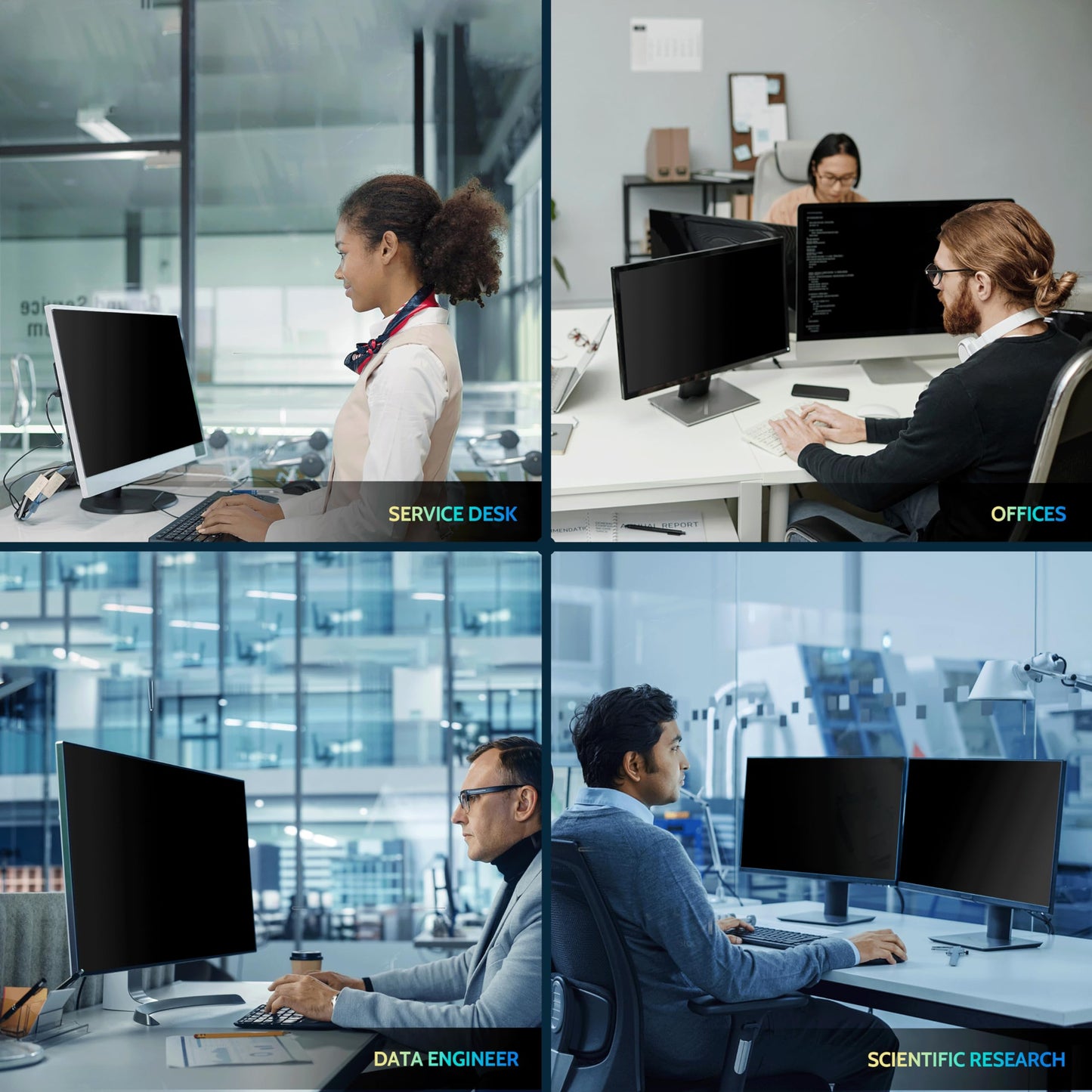 [2-Pack] 27 Inch Privacy Screen for Computer Monitor 16:9 Aspect Ratio, Eye Protection Anti Blue Light Glare Shield, 27inch Removable Black Blackout Anti Spy Desktop Security Private Filter
