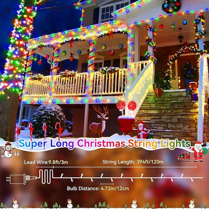 Heceltt Christmas Lights Outdoor, 403FT 1000 LED String Lights 8 Modes and Timer Memory Function Twinkle Fairy Lights IP44 Waterproof Plug in for Xmas Tree Wedding Party Holiday Decor(Multicolor)