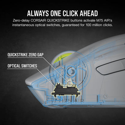 Corsair M75 AIR Wireless Ultra Lightweight Gaming Mouse – 2.4GHz & Bluetooth – 26,000 DPI – Up to 100hrs Battery – iCUE Compatible – Black
