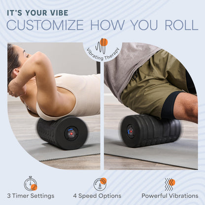 Lifepro 4-Speed Vibrating Massage Ball - Peanut Massager and Vibrating Foam Roller for Fitness, Mobility, and Relaxation - Compact and Portable Design