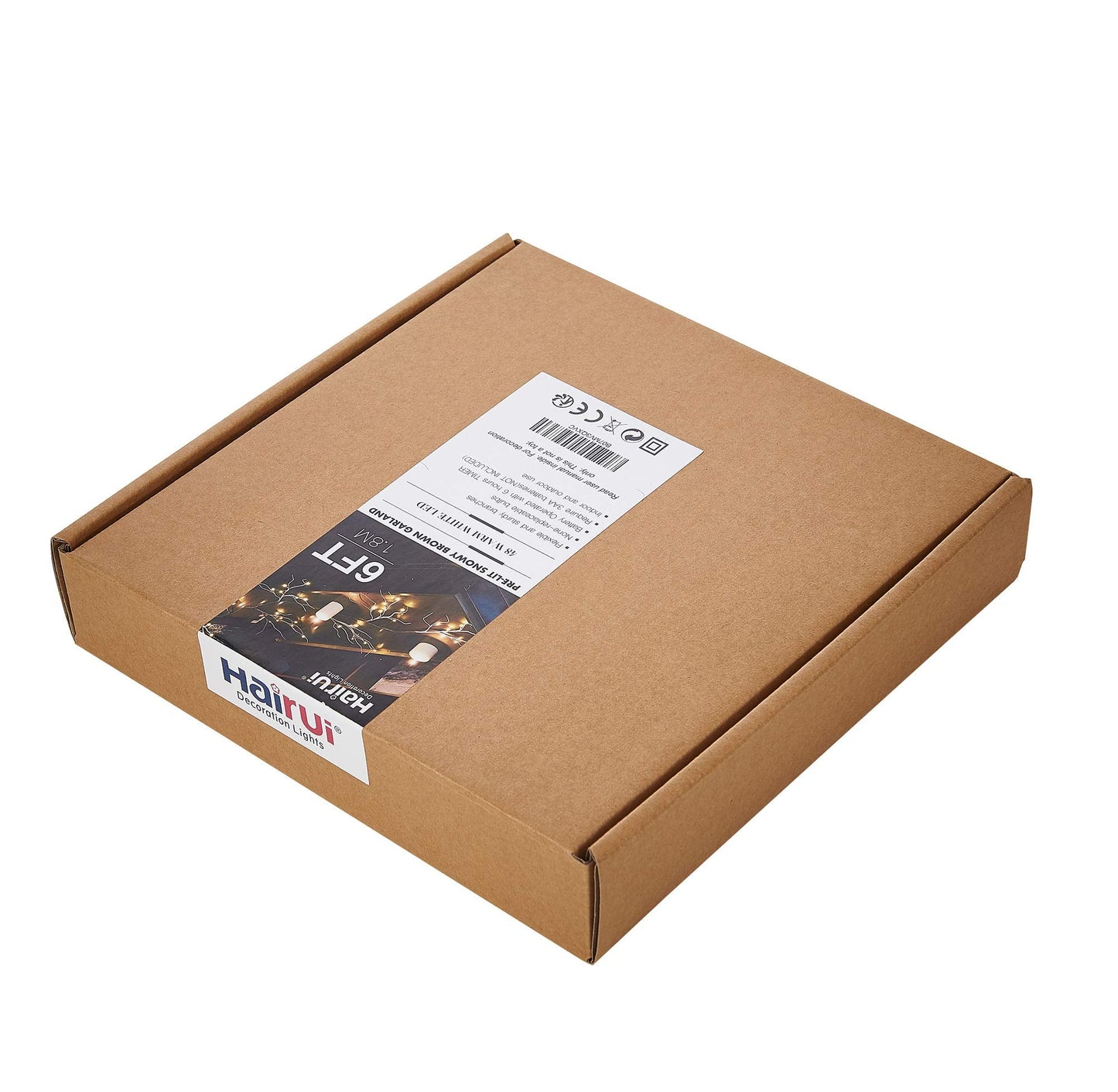 Hairui Lighted Garland Snow Flocked with Timer 6FT 48 LED Battery Operated Pre-lit Twig Vine Firepalce Mantle Table Winter Christmas Decoration Indoor Outdoor