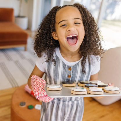 Melissa & Doug Slice and Bake Cookies Wooden Play Food Set with Toppings Pretend Cookies and Baking Sheet, Wooden Play Food Set, Toy Baking for Kids Ages 3+