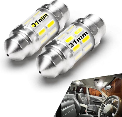 DC12V-24V White 31mm DE3175 LED Festoon Bulbs 1.2in, 200lm Super Bright Dome Light Bulbs, Led Interior Car License Plate Dome Map Door Trunk Lights Replace for 3175 DE3021 3022 3021, Pack of 2
