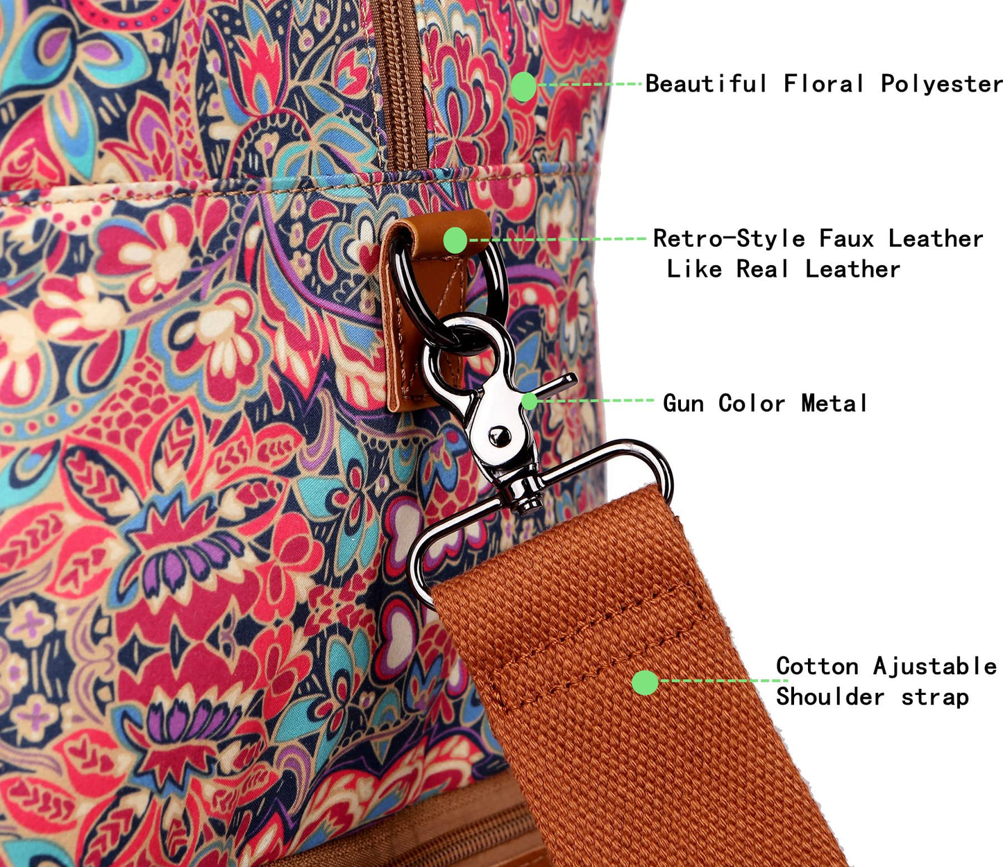 Pretty Colorful Travel Duffel Weekender Bag Overnight Bag Carry On with Shoe Compartment for Women HB-10 (HS)