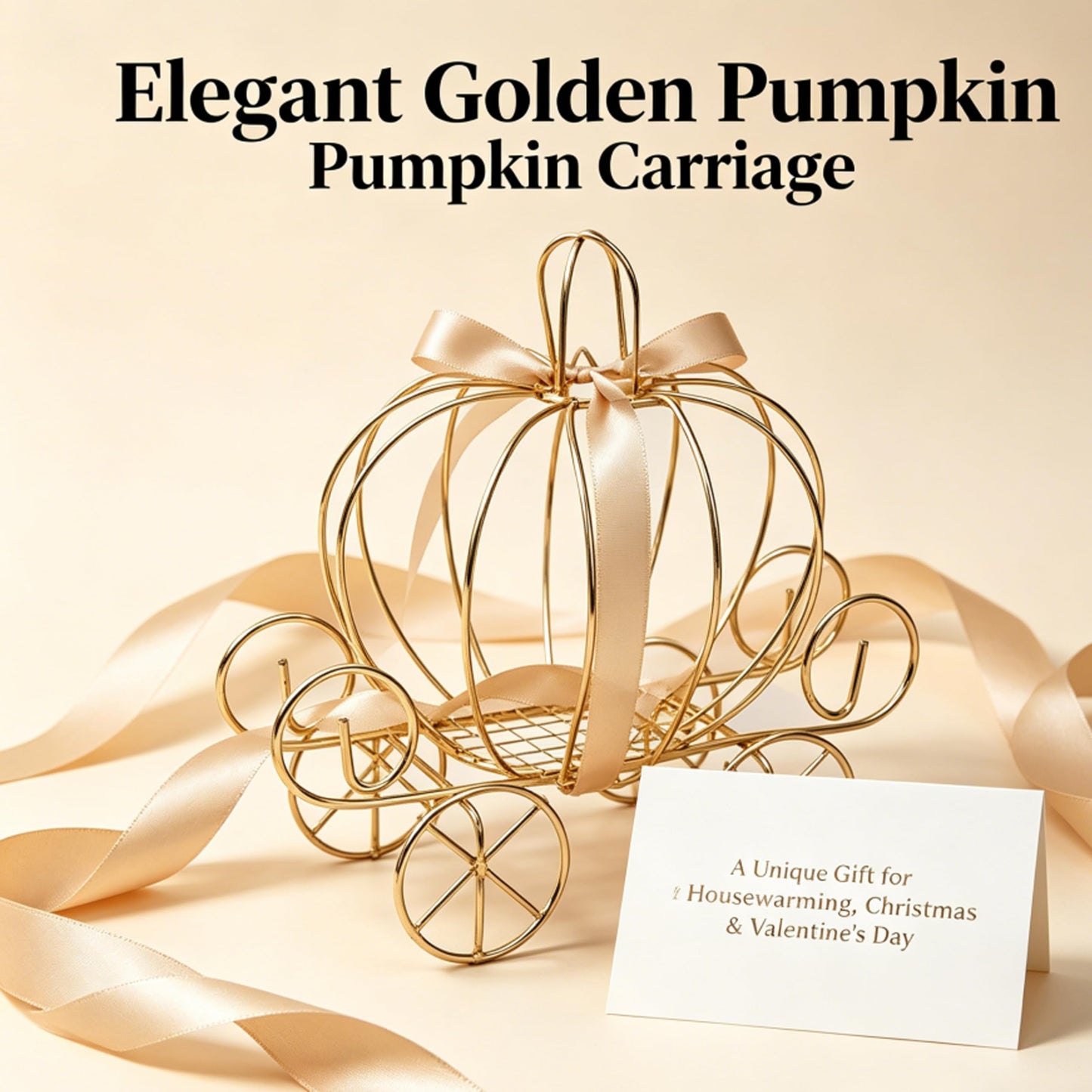 YANGYIXIN 4-Pack Metal Candy Server Gold Pumpkin Carriage Centerpiece Box for Princess Birthday, Princess Party & Themed Party Decorations