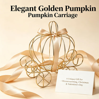 YANGYIXIN 4-Pack Metal Candy Server Gold Pumpkin Carriage Centerpiece Box for Princess Birthday, Princess Party & Themed Party Decorations